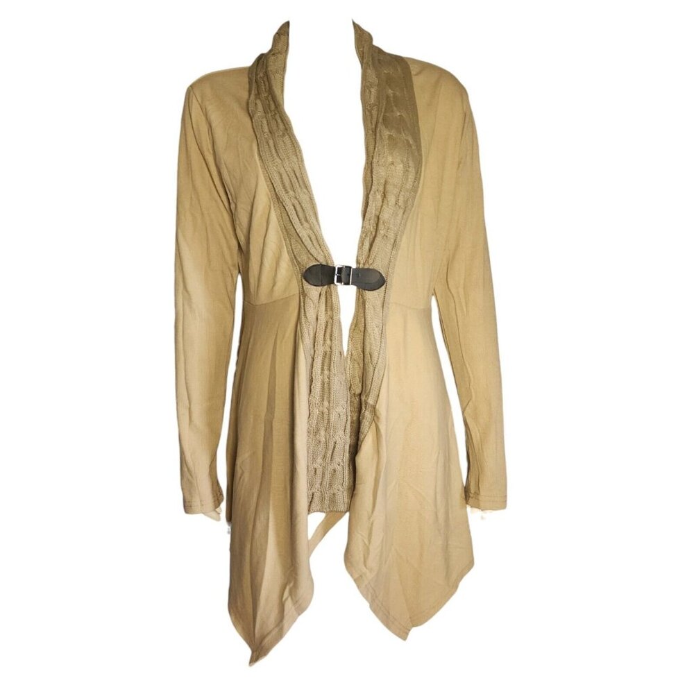 NWT DRESSFO Solid All Tan Long Sleeve Cardigan Sweater Womens Size XL